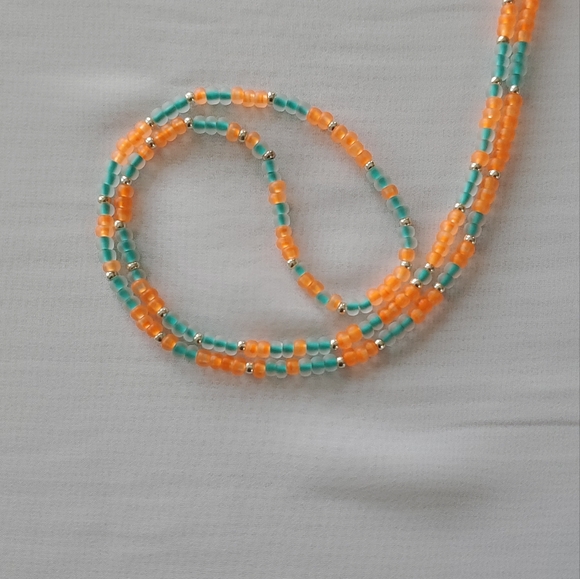 Orange and teal waistbead - Picture 1 of 2